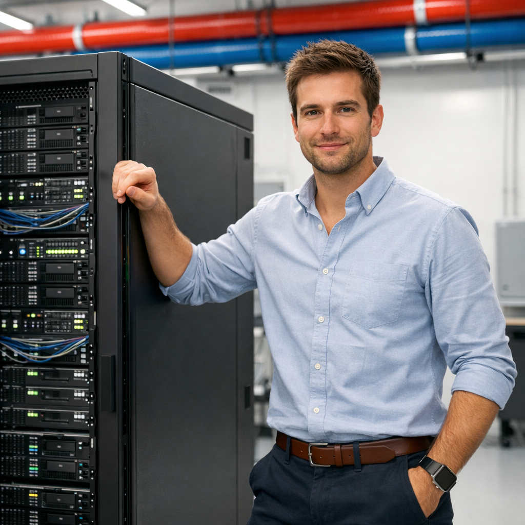 Ingenieur am UNDC Server-Rack